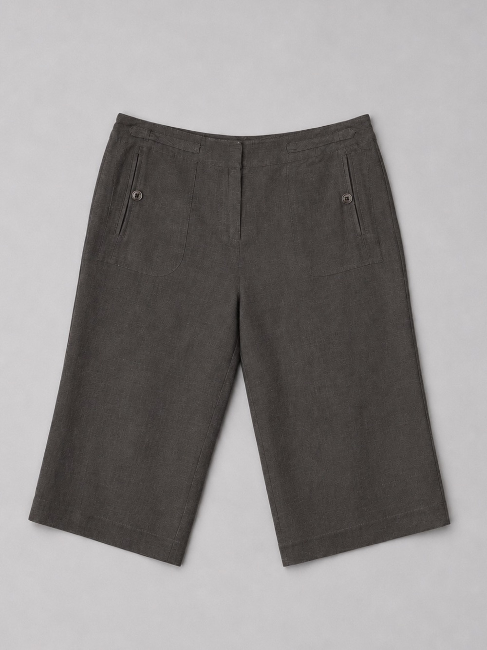 Sandro Womens Linen Crop Bermuda Shorts Size 10 Brown Coastal Euro Summer Resort